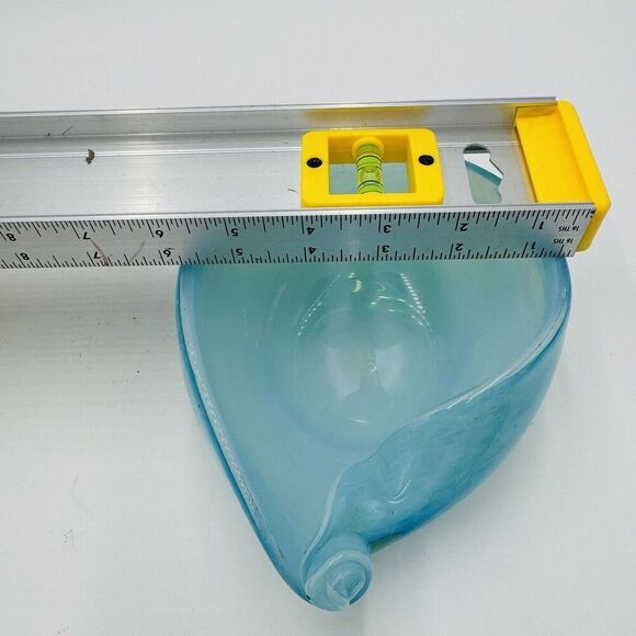 MCM Murano Art Glass Barbini Aqua Blue Bowl Italy Hand Blown - Picture 5 of 15